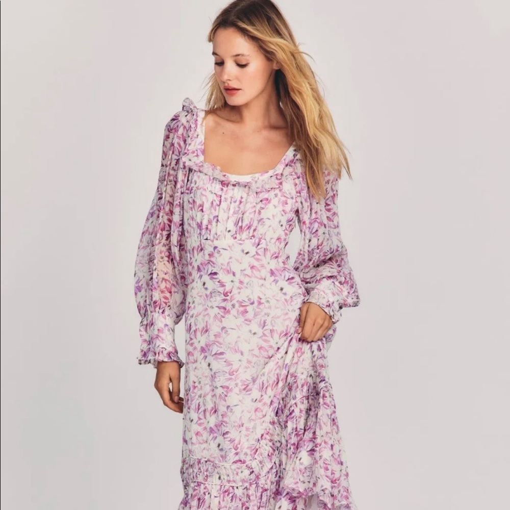 NWT LoveShackFancy Julio Silk  Midi Dress Size:XS  $695